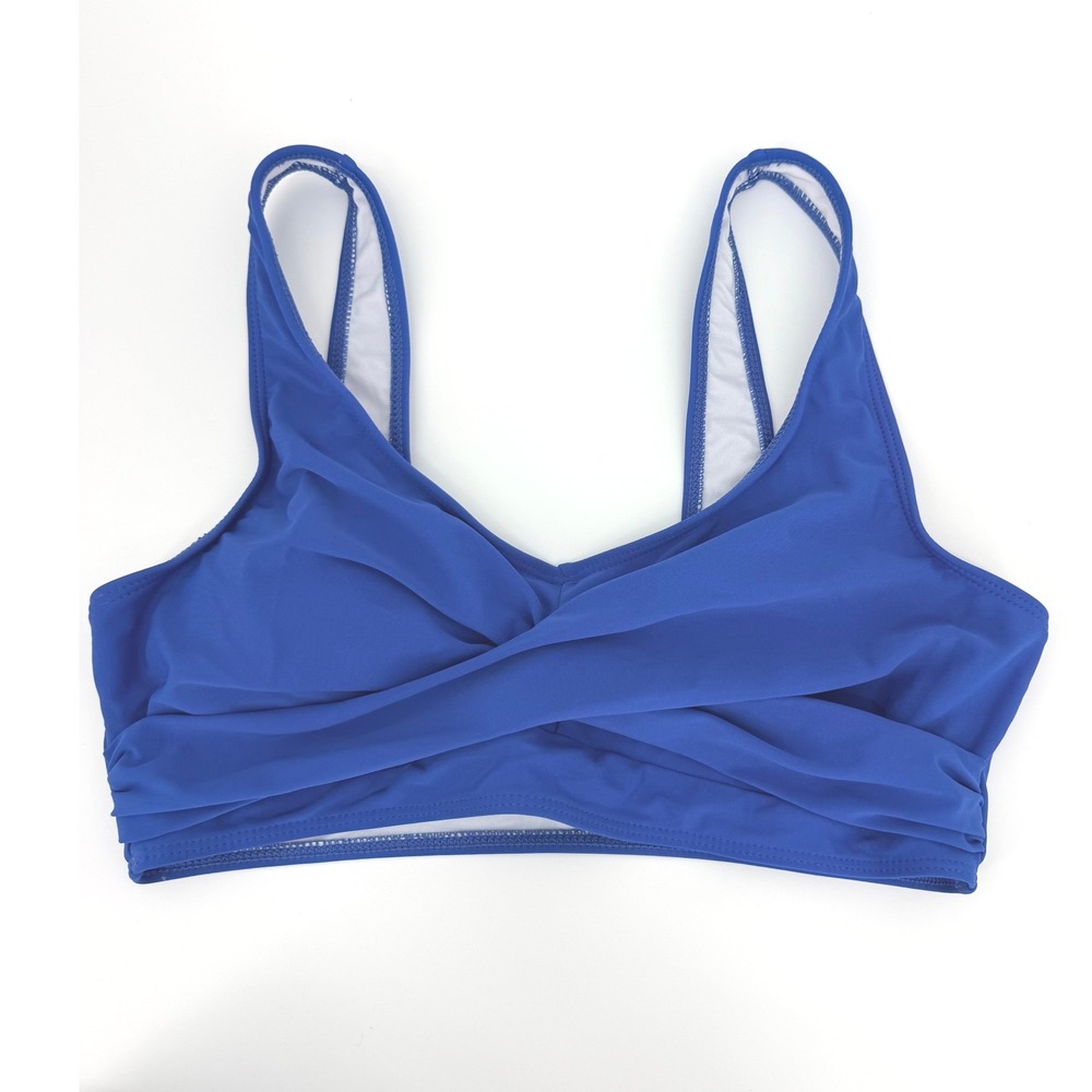 Royal Blue Ruched Crossover Bikini Top Size Medium